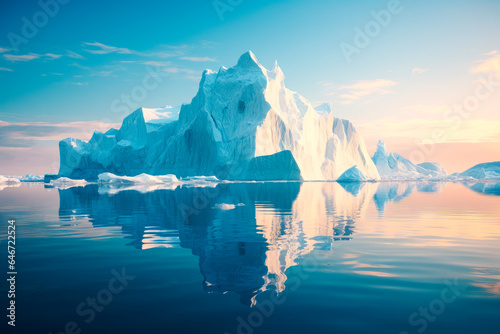 Glaciers and the icebergs in the water