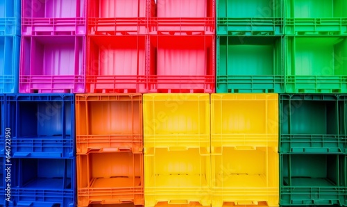 Colorful plastic boxes  logistic concept  Generative AI