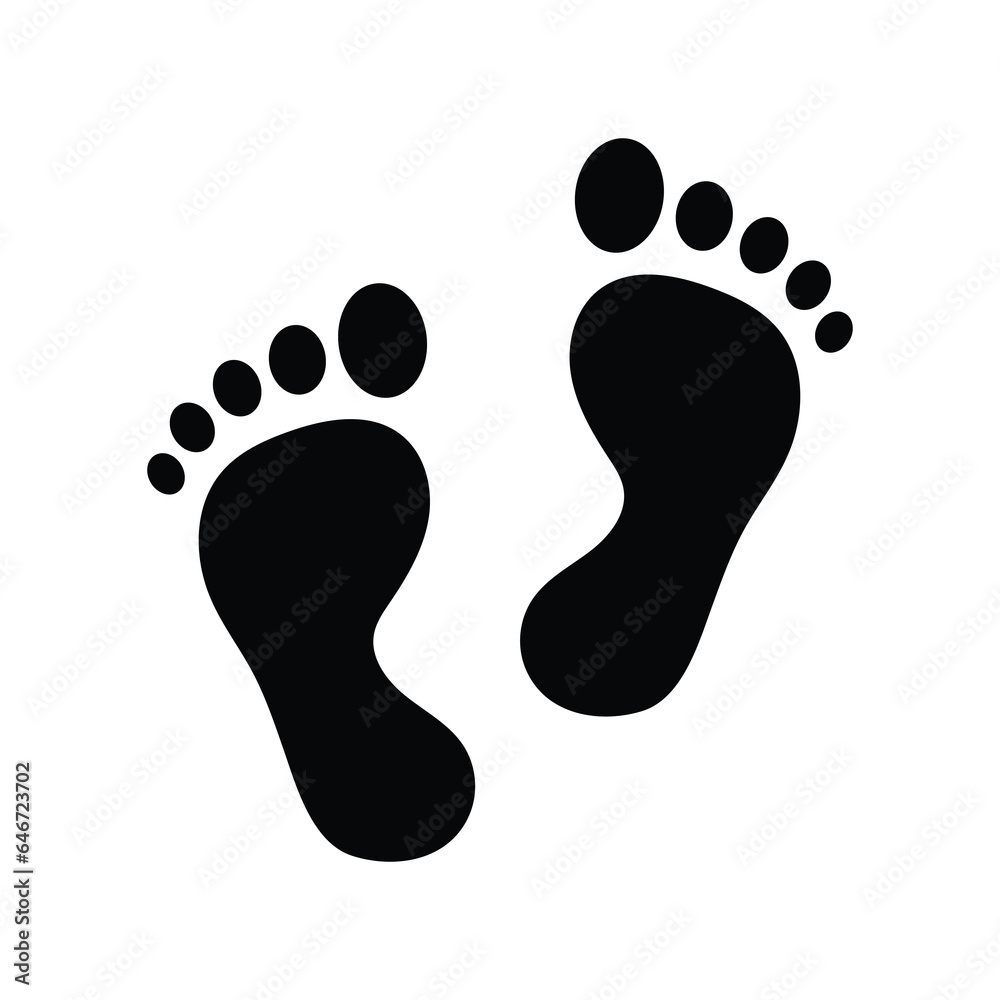 Human footprints icon white background design. Human footprints icon white background design.