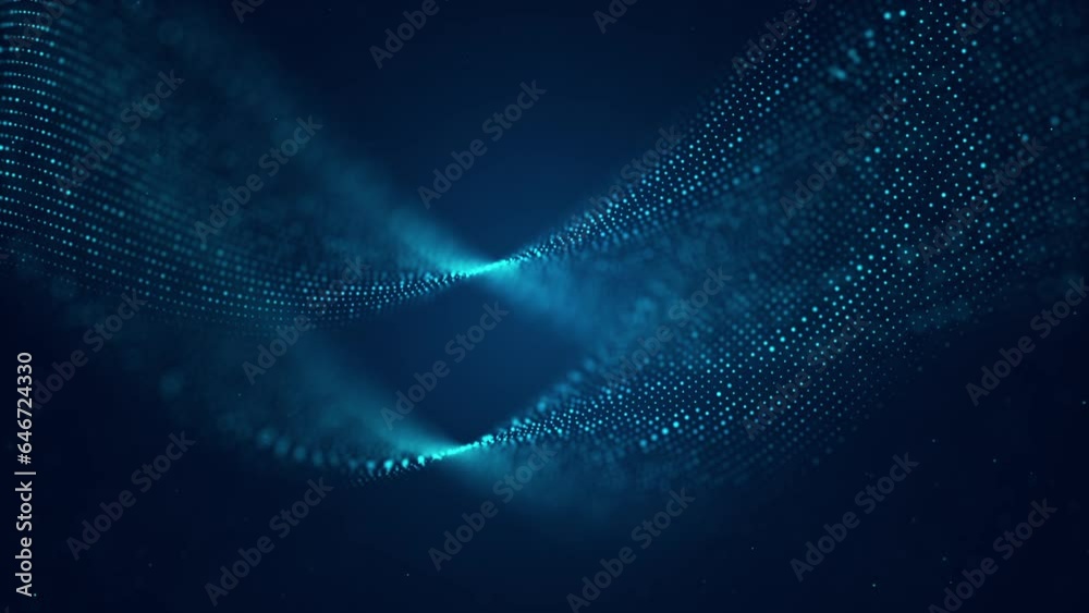 Dark blue swirling dot line wave background
