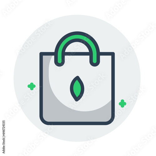 eco totebag of earth day filled line icon set elements