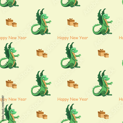 Pattern Happy New Year  symbol of the year  dragon