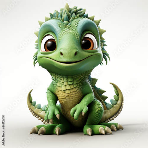 3d cartoon cute green iguana © avivmuzi