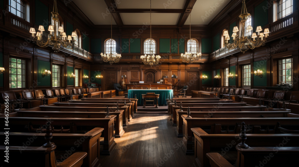 Interior of justice court in England.