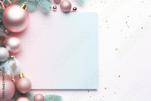 Pastel toned Christmas frame with balls