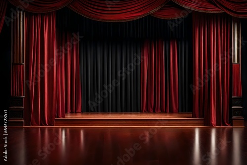 Theater stage - red curtain stage generated by AI technology