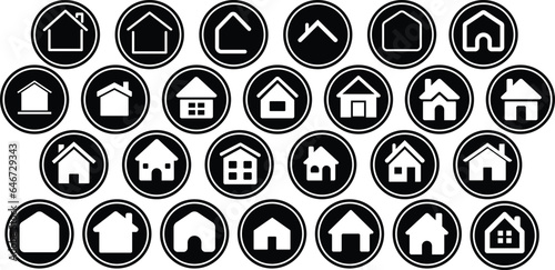 set of house vector in circle