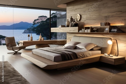 modern minimalist bedroom with light natural materials