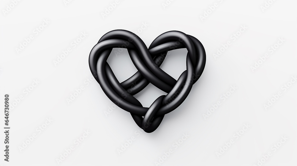 heart shape logo braided black leather strap isolated on white background unusual valentine heart shape logo braided black leather strap isolated on white background unusual valentine