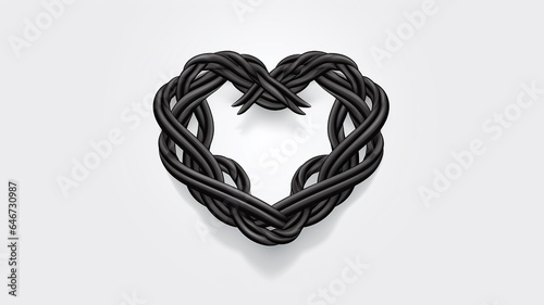 heart shape logo braided black leather strap isolated on white background unusual valentine