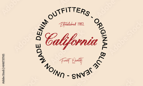 Denim Outfitters  Original Blue Jeans Union Made Editable print with grunge effect for graphic tee t shirt or sweatshirt - Vector