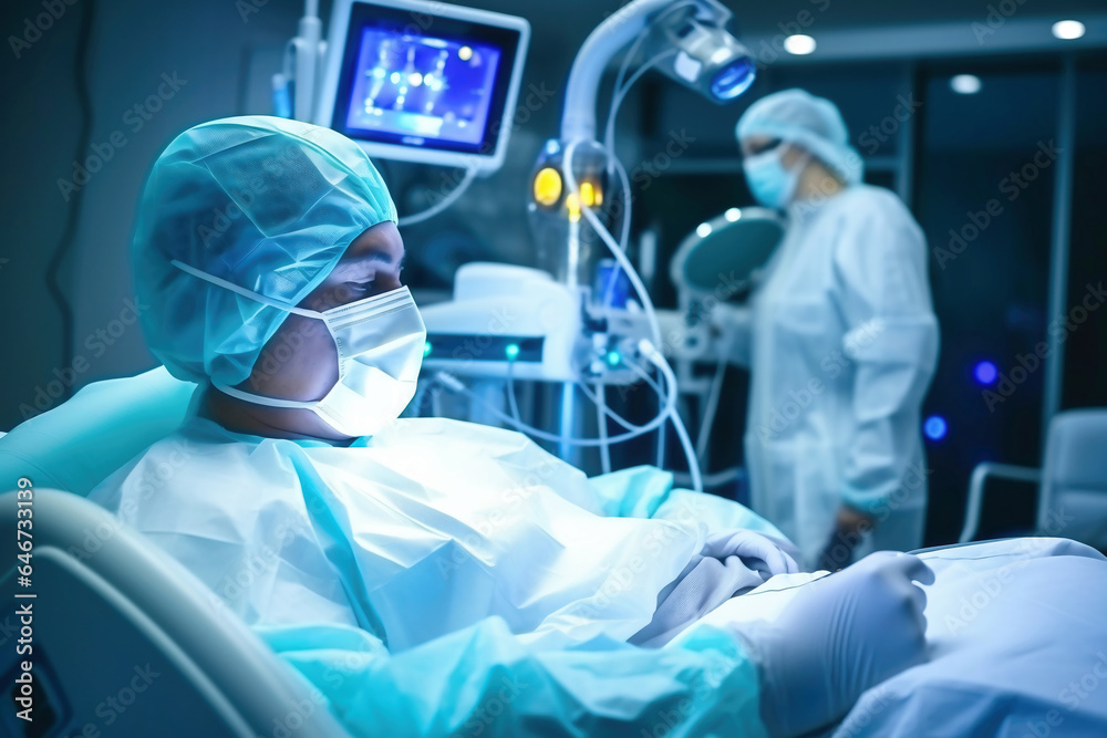 Photo of a patient in a hospital bed with medical monitoring equipment Photo of a patient in a hospital bed with medical monitoring equipment
