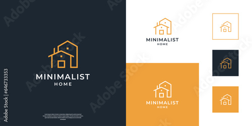 Minimalist elegant home property logo. Abstract building real estate line art vector icon