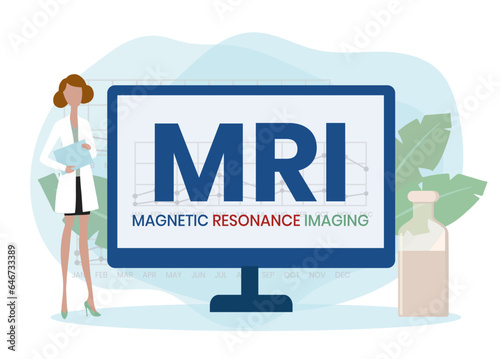 MRI Magnetic Resonance Imaging - noninvasive test doctors use to diagnose medical conditions, acronym text concept background