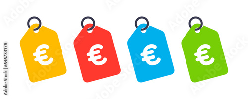Colorful Set of Euro Sale Tag Labels