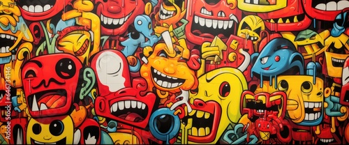 Graffiti wall with various character designs