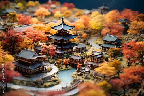 紅葉の古都 京都の景色（ジオラマ）