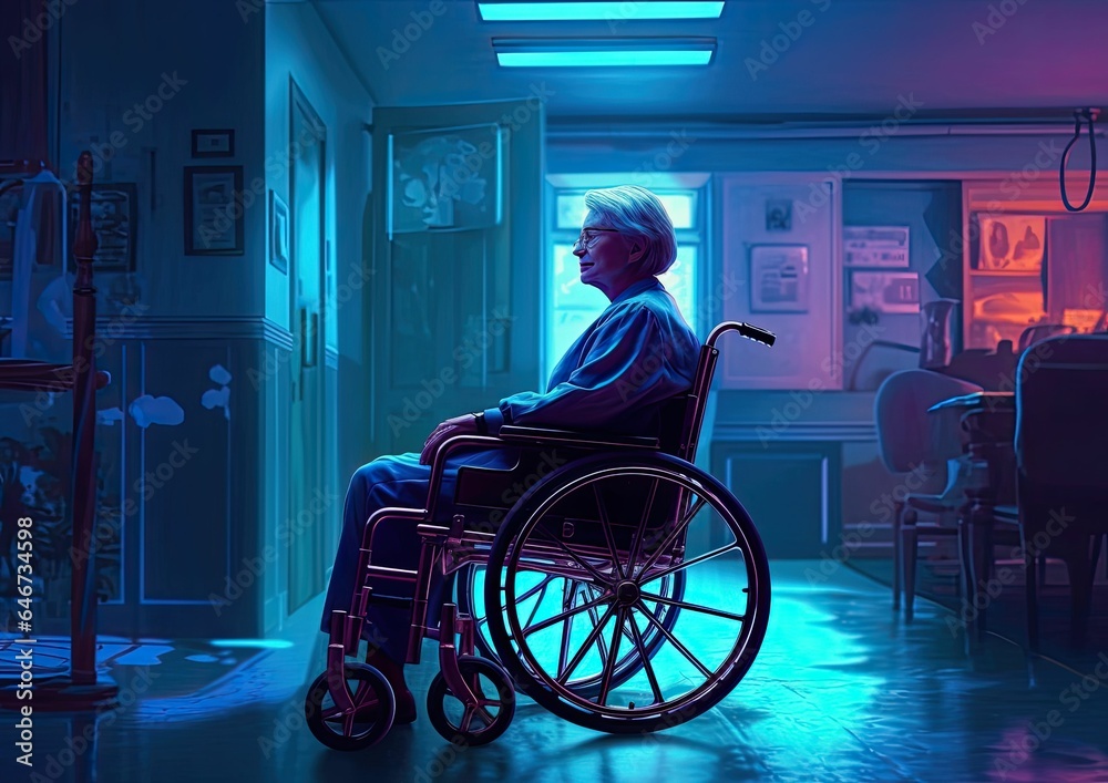 Obraz premium disabled senior woman in wheelchair