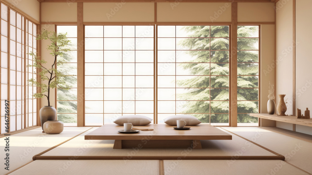 Japanese modern living room interior Japanese modern living room interior