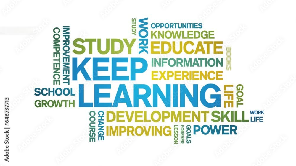 Keep Learning animated tag word cloud;text design animation kinetic ...