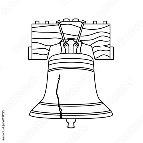 Liberty bell line icon. Clipart image isolated on white background