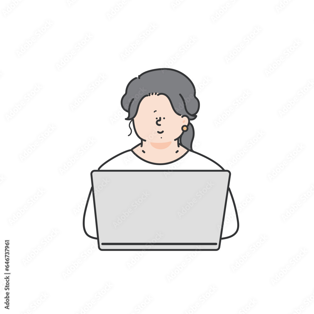 パソコンを使用する女性のビジネスパーソン