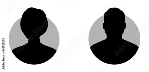  Default anonymous user portrait vector illustration flat vector designs set. Iconic user portrait designs