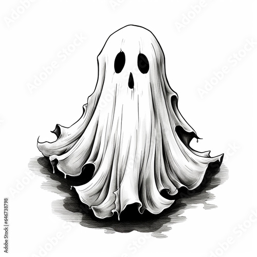 Sad Hand-Drawn Halloween Ghost photo