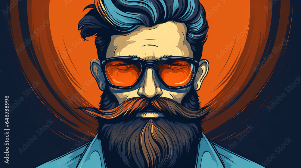 Movember. Trendy hipster man with glasses and beard.
