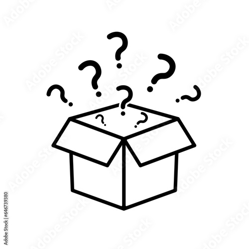 Mystery box outline icon. Clipart image isolated on white background