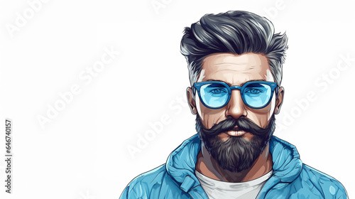 Movember. Trendy hipster man with glasses and beard.