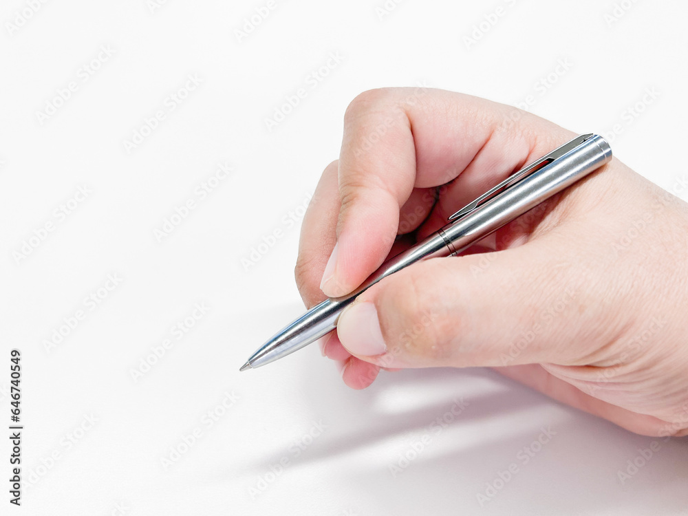 hand with pen isolated on white hand with pen isolated on white