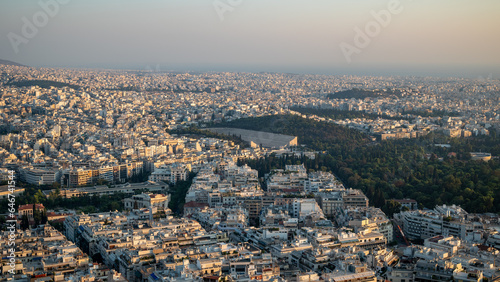 Aerial cityscape view of Athens Greece