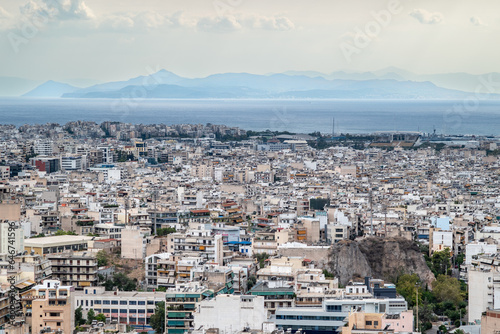 Fototapeta Naklejka Na Ścianę i Meble -  Aerial cityscape view of Athens Greece