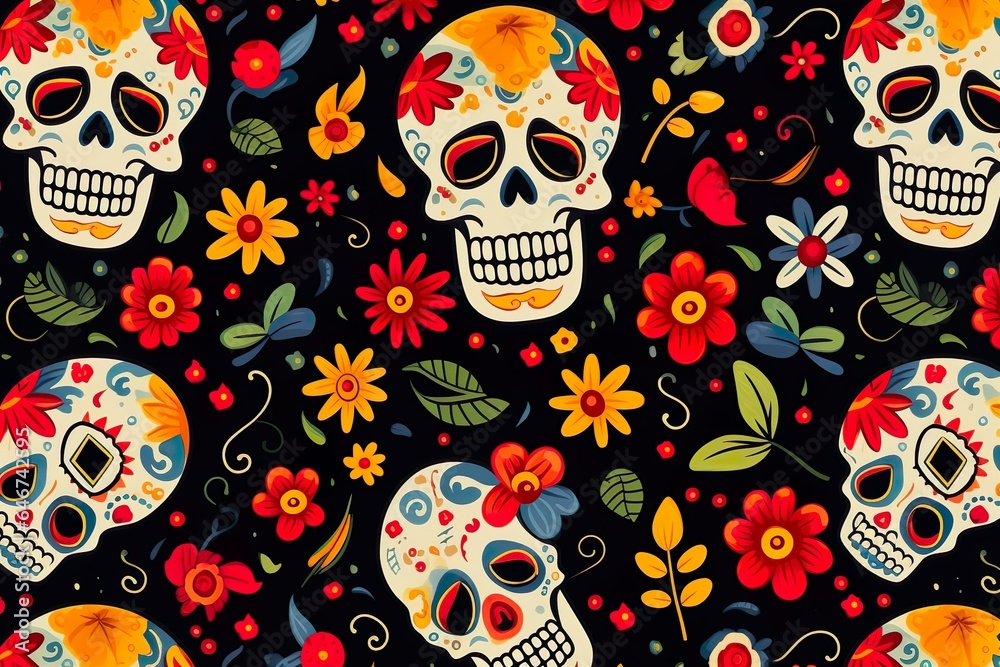 Flat design of dia de muertos day of the dead pattern concept background 