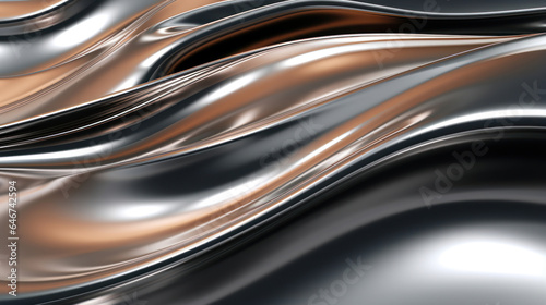 Abstract 3D silver and gold background with waves