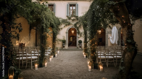 Natural and boho chic style wedding decoration in a french mansion  © Hdi