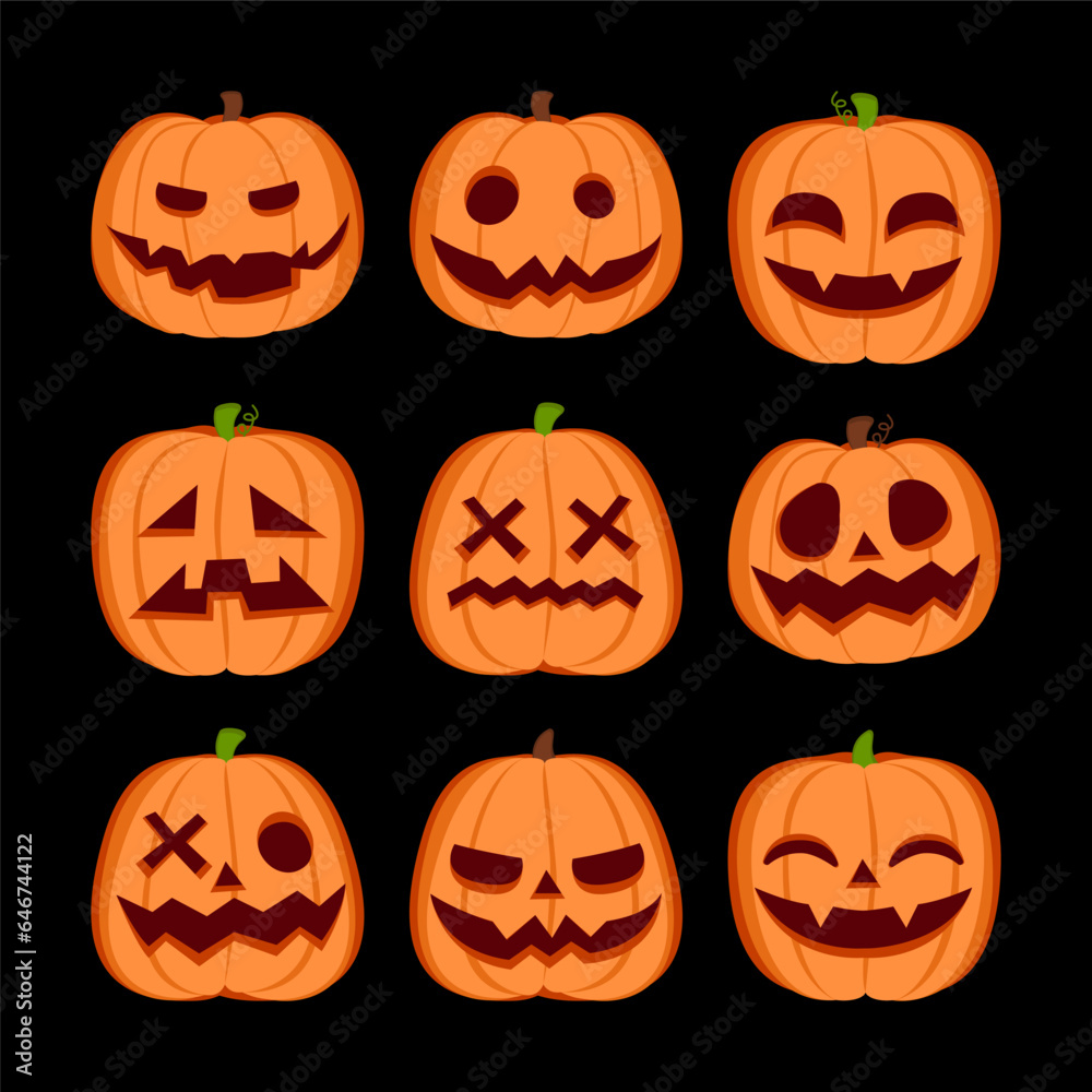 Halloween Pumpkin Emotion Set : Dive into the spooky spirit of Halloween with this set of pumpkin collection. These jack-o'-lanterns come to life with a range of expressions. Halloween Pumpkin Emotion Set : Dive into the spooky spirit of Halloween with this set of pumpkin collection. These jack-o'-lanterns come to life with a range of expressions.