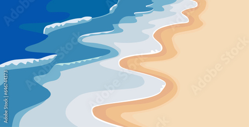 Beach tropical landscape background, beautiful and bright view of the waves. vector art print