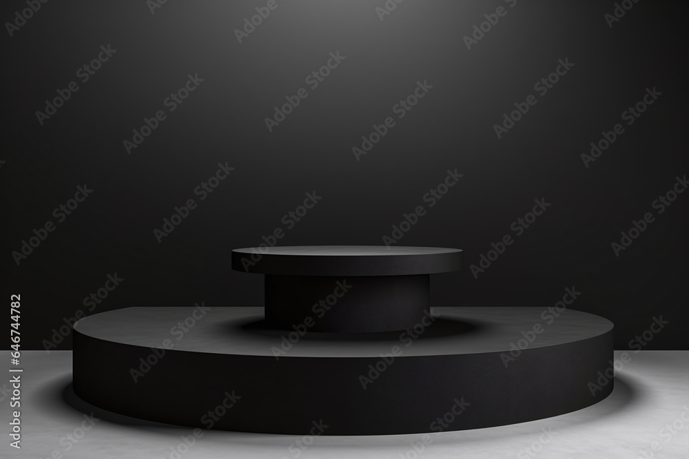 Black empty minimal product podium to showcase and display a product beautifully Black empty minimal product podium to showcase and display a product beautifully