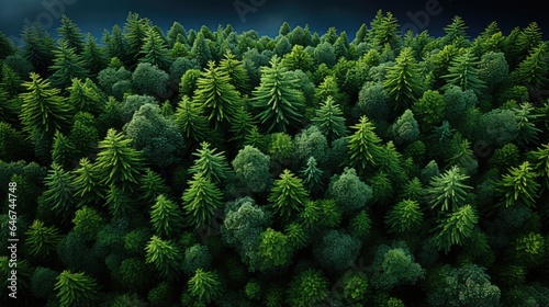 forest with aerial top view, forest ecosystem on green background