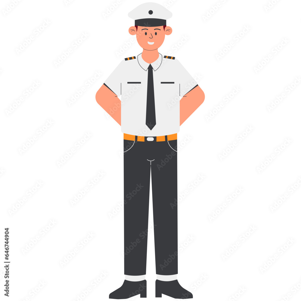 Male Airplane Pilot Illustration