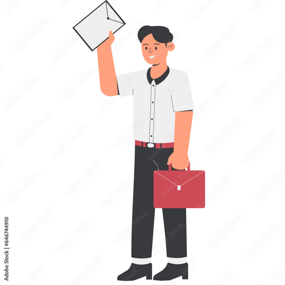 Male Worker Carrying Job Application Envelope Illustration Male Worker Carrying Job Application Envelope Illustration