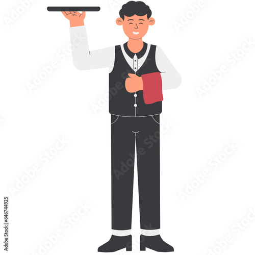Male Restaurant Waitress Illustration
