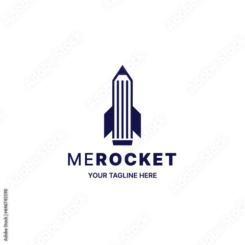 Rocket Pen Logo Design Icon illustration