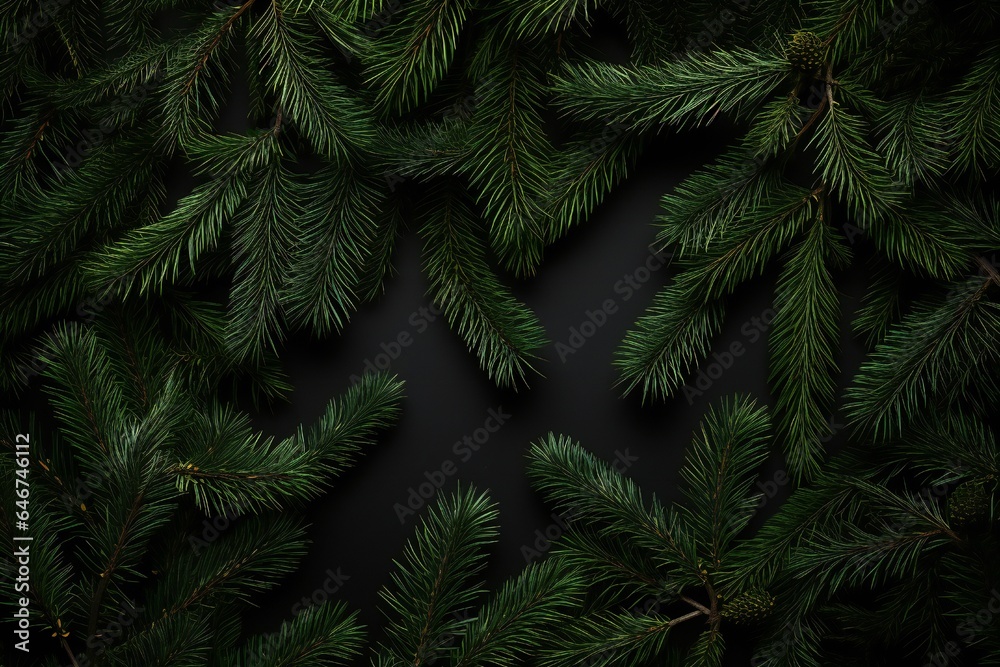 Christmas fir tree branches banner background Generative AI Christmas fir tree branches banner background Generative AI