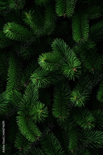 Christmas fir tree branches banner background Generative AI © LayerAce.com