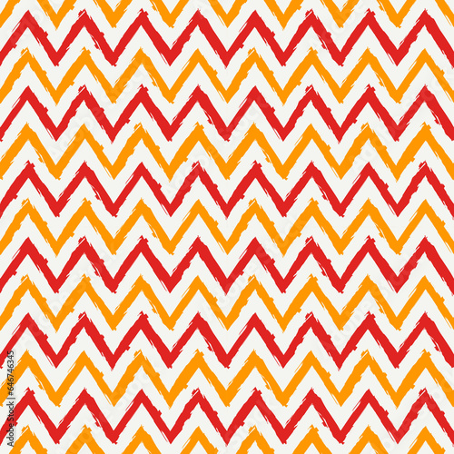 Ethnic seamless pattern. Freehand horizontal zigzag chevron stripes print. Boho chic design background. Indigenous, tribal style wallpaper. Brush strokes, handdrawn geometric ornament © funkyplayer