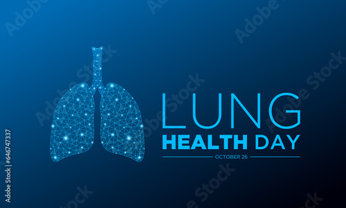 Lung health day. Vector illustration of world lung health day awareness poster with healthy lungs and inhaler.