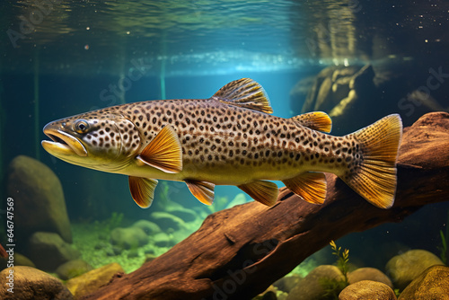 The Brown trout (Salmo trutta fario) in the aquarium © Boraryn